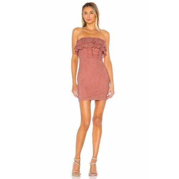 Majorelle Blush Coda Strapless Ruffle Lace Dress - Picture 2 of 7